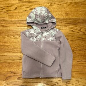 The North Face Kids Hooded Fleece Jacket - Lavender and Gray and White